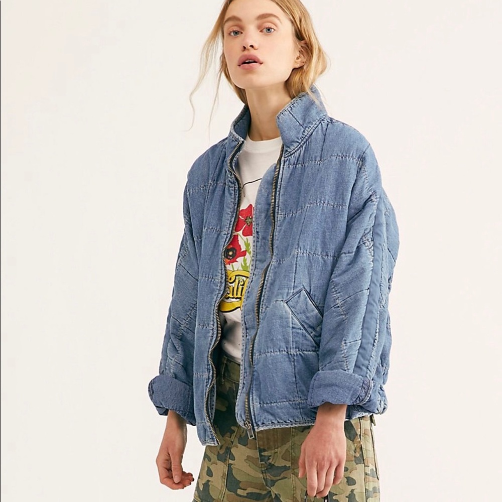 Free people quilted denim jacket